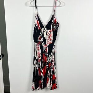 Vintage Y2K 90s Joseph Ribkoff Abstract Midi Flowy Dress Babydoll Viscose